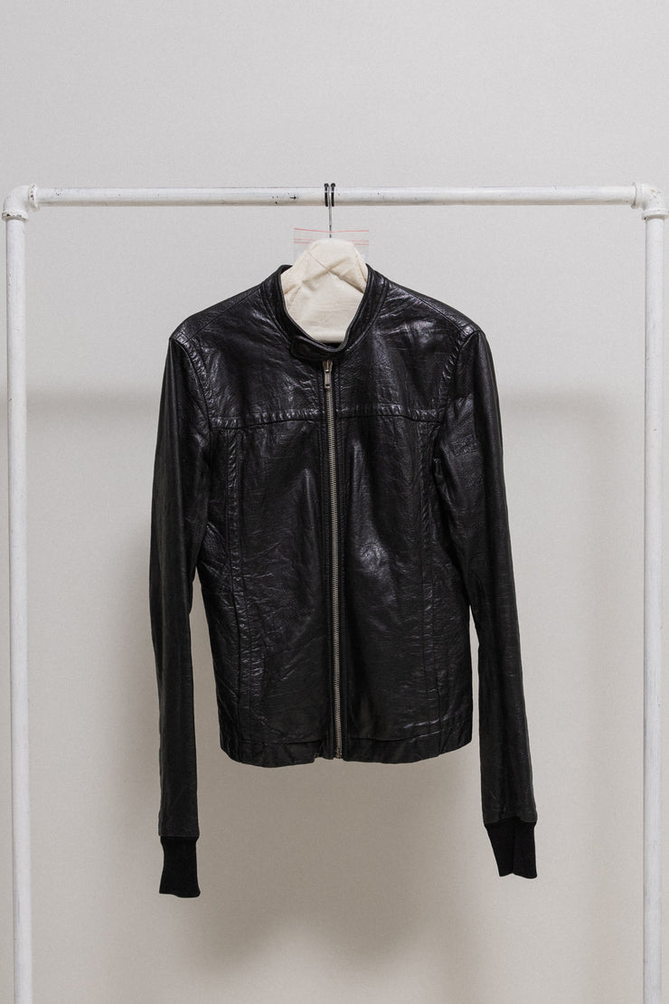 RICK OWENS - FW10 “GLEAM” Lamb leather jacket with ribbed cuffs