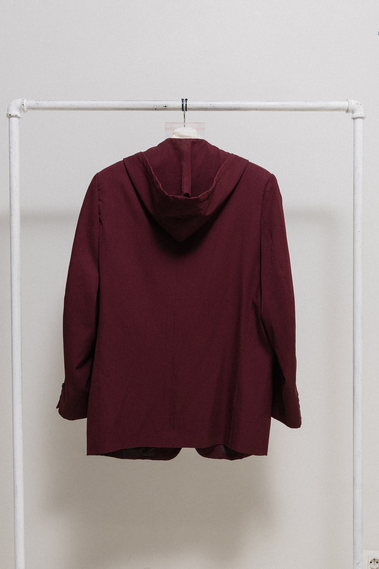 COMME DES GARCONS HOMME PLUS - Burgundy red hooded costume jacket