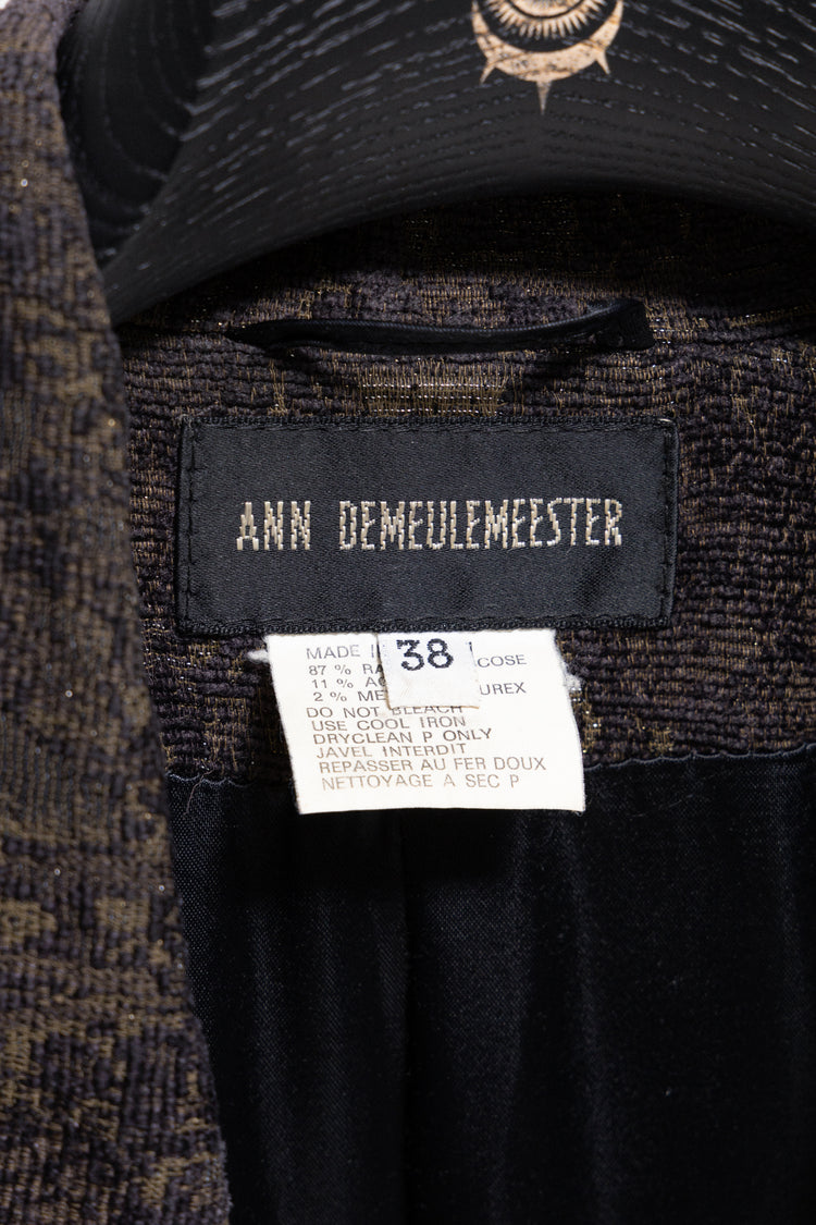 ANN DEMEULEMEESTER - FW94 Brocade patterned jacket with metallic