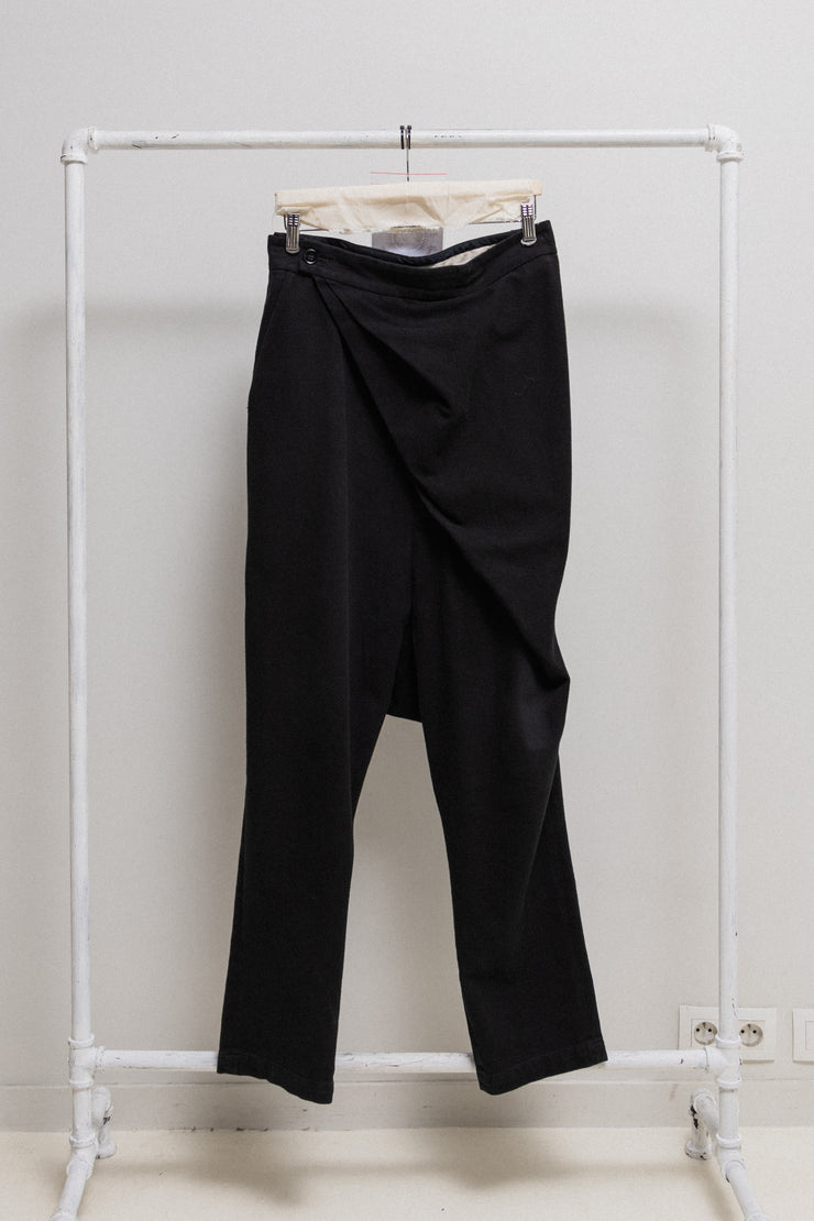 RICK OWENS - FW12 "MOUNTAIN" Moleskin pants with front drape (runway)