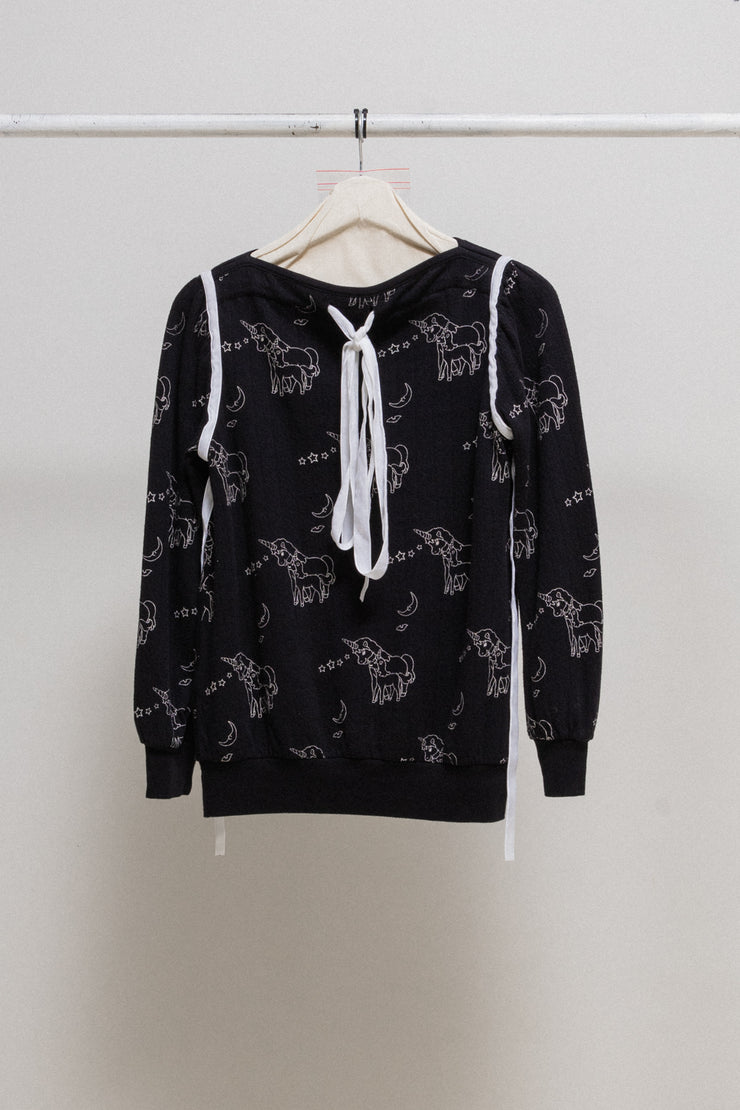 UNDERCOVER - FW02 “Witch’s cell division” Unicorn printed sweater with ribbons