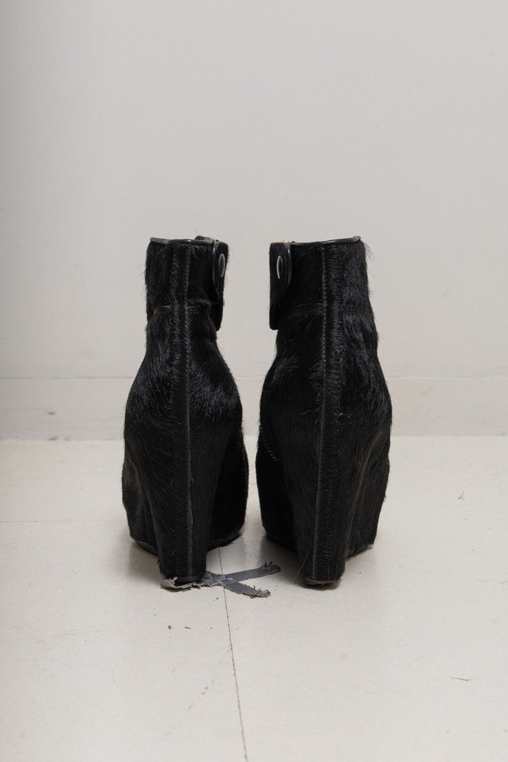 RICK OWENS - Pony hair wedge boots