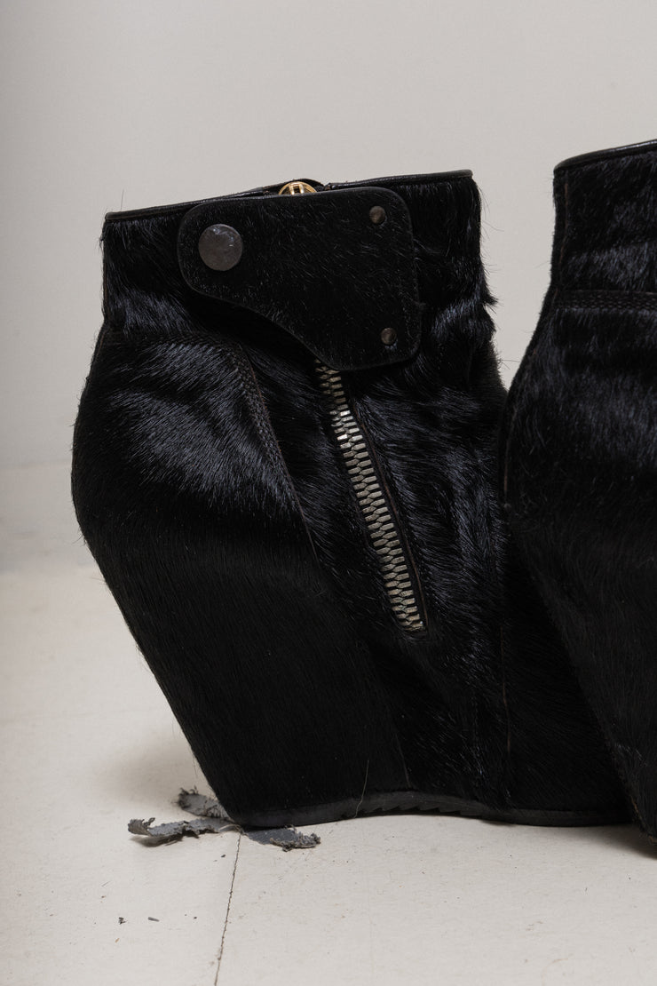 RICK OWENS - Pony hair wedge boots