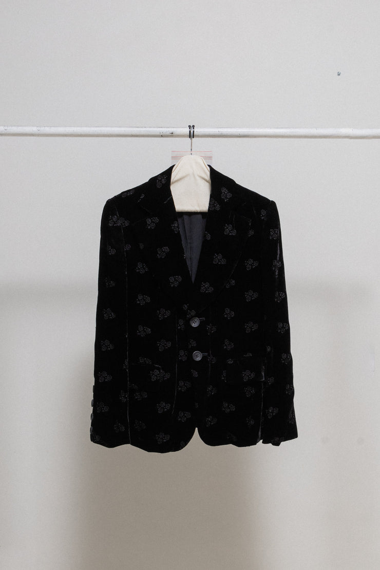 (Pre Sale) JUNYA WATANABE - FW02 Velvet jacket with tone on tone floral embroideries