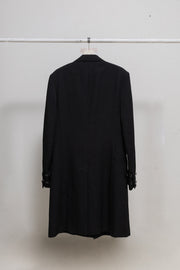 YOHJI YAMAMOTO Y'S FOR MEN - Early 00’s long wool coat with leather strap closure and cuff buttoning