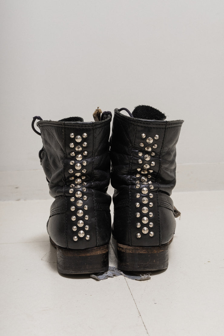 (Pre Sale) UNDERCOVER - Reedition of SS06 Leather boots with double front closure and back studs