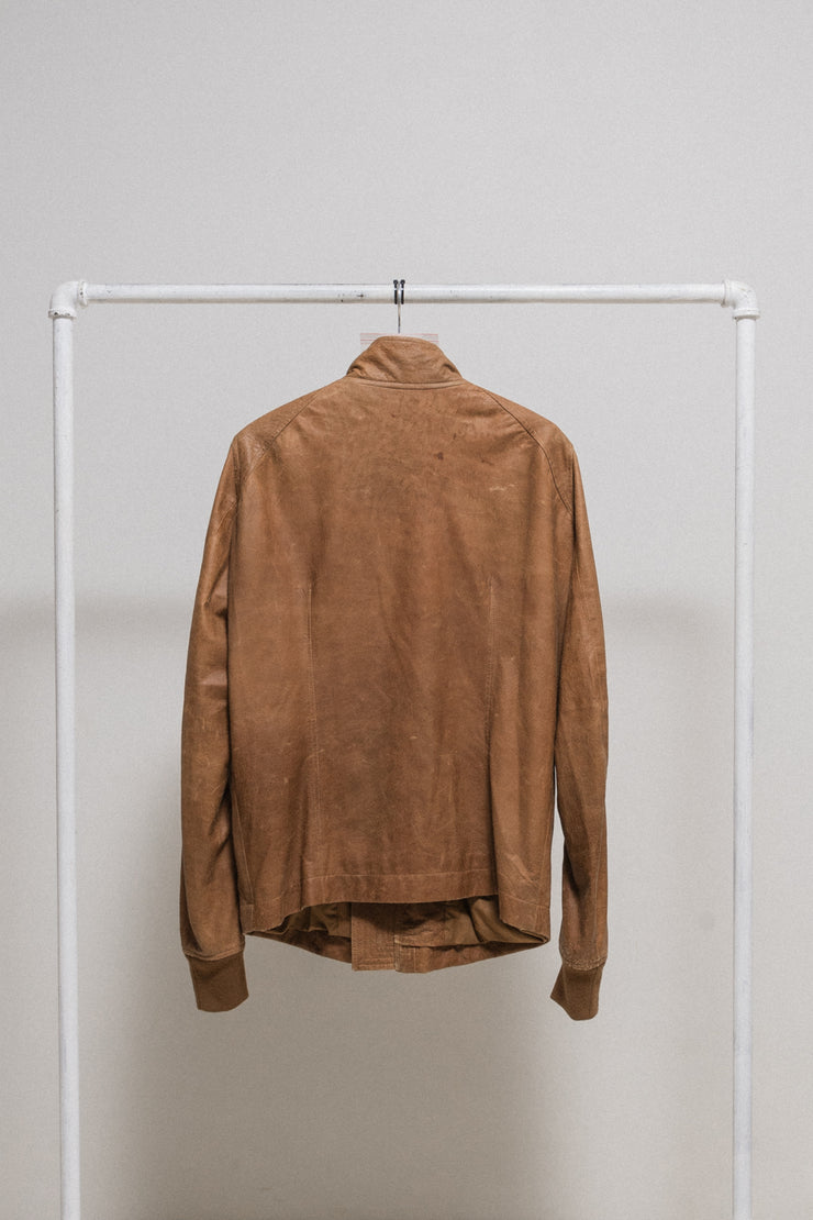 RICK OWENS - SS13 "ISLAND" Lamb leather honey intarsia jacket