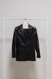 ANN DEMEULEMEESTER - 1990's Leather blazer with two button closure