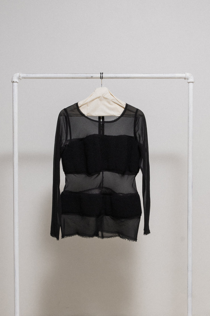 COMME DES GARCONS - SS14 See-through mesh top with voluminous padded knit panels