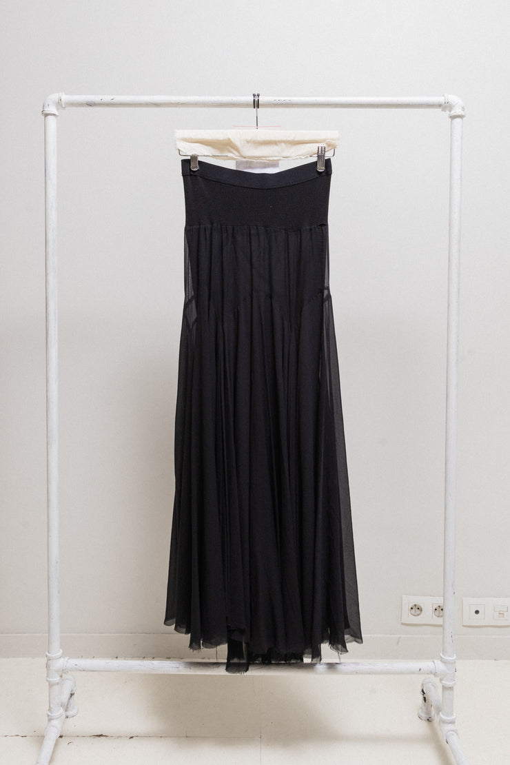 RICK OWENS - SS02 "VAPOR" Maxi silk skirt with bottom pleats