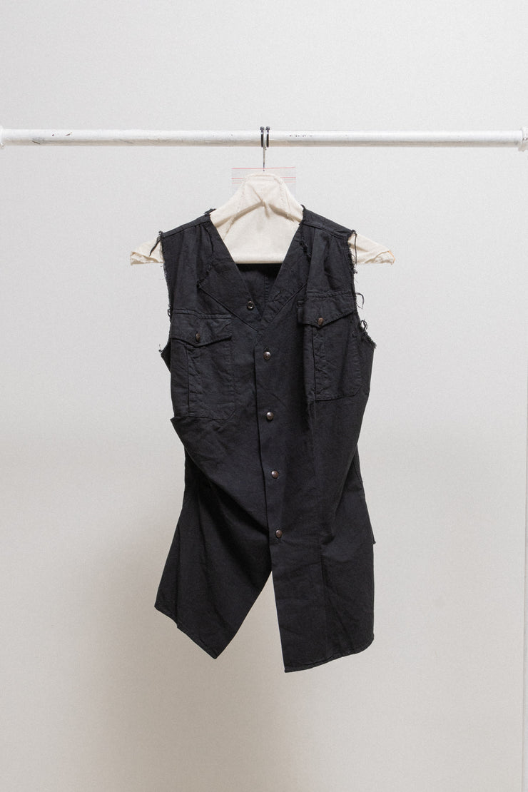 MARC LE BIHAN - Sleeveless cotton vest with brass buttons