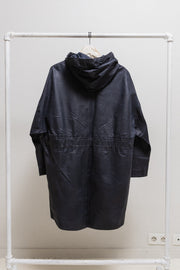 ISAAC SELLAM - Calf skin raintype hooded coat with taped inner seams