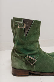 UNDERCOVER - FW04 « But Beautiful » Suede engineer boots with monster teeth plate and deformed buckles