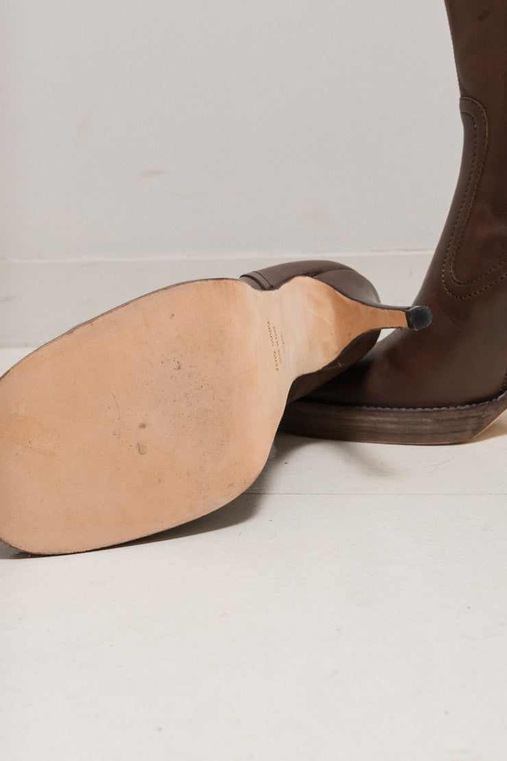 RICK OWENS x REVILLON - Chocolate brown leather ankle boots