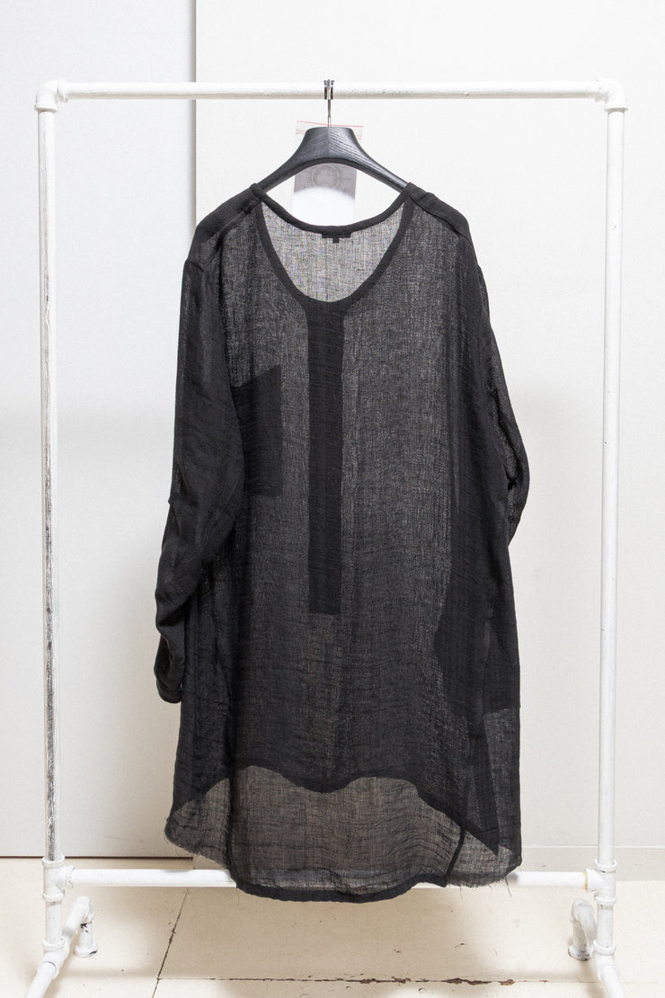 ANN DEMEULEMEESTER - SS15 Wide linen shirt with collar buttoning