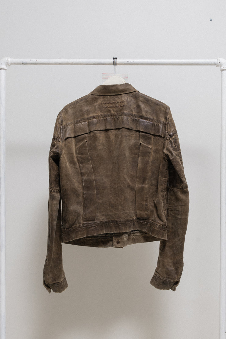 RICK OWENS SLAB - SS05 Bees wax and honey waxed trucker jacket (STAFF sample)