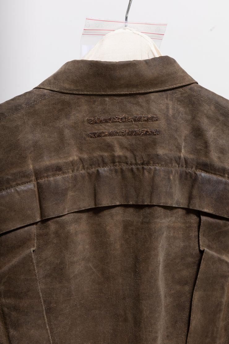 RICK OWENS SLAB - SS05 Bees wax and honey waxed trucker jacket (STAFF sample)