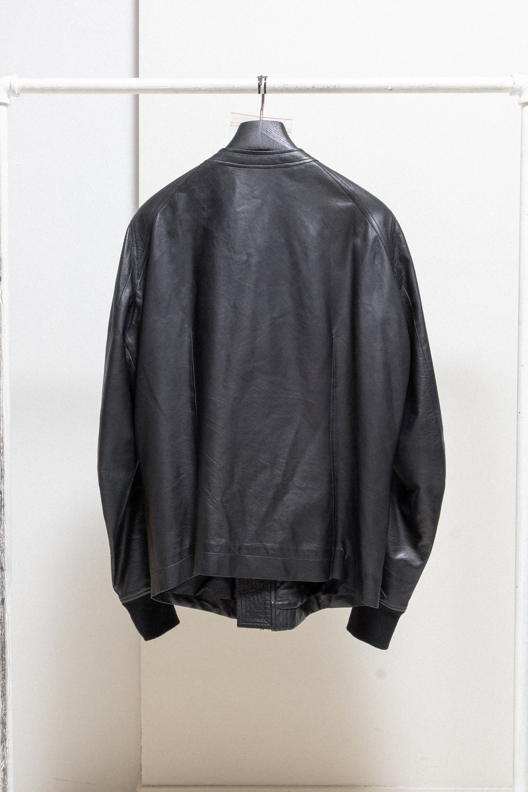 RICK OWENS - Intarsia leather jacket with knitted cuffs – L'OBSCUR