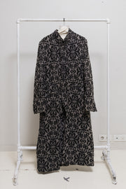 COMME DES GARCONS HOMME PLUS - FW13 Patterned maxi length coat with frayed seams (runway)