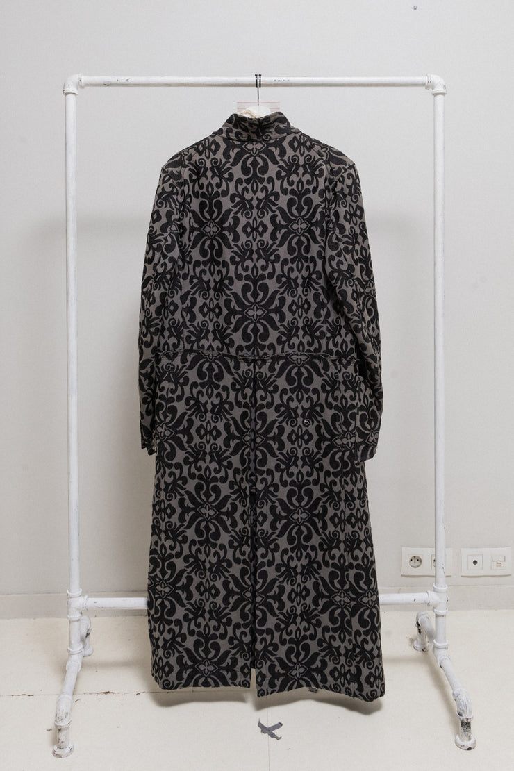 COMME DES GARCONS HOMME PLUS - FW13 Patterned maxi length coat with frayed seams (runway)