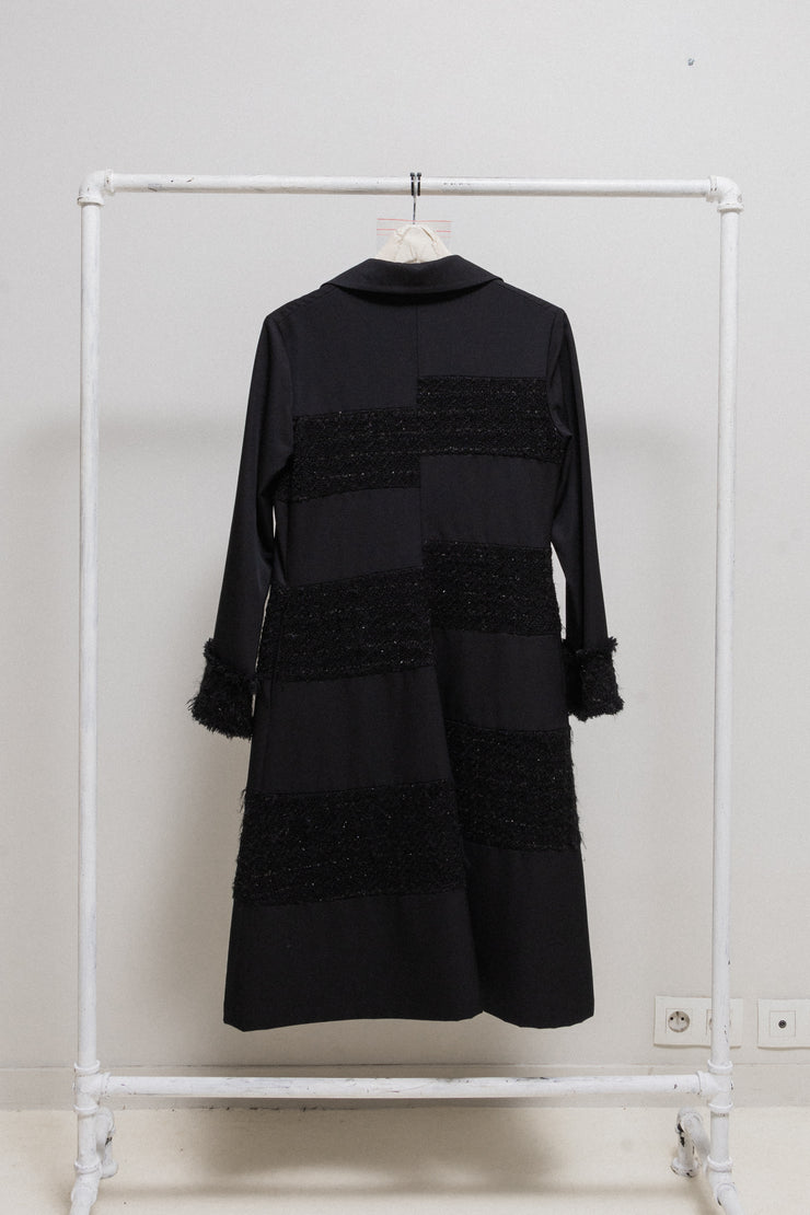 JUNYA WATANABE - FW01 Wide wool dress with glittery tweed panels