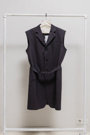 JUNYA WATANABE - SS22 Stripped sleeveless jacket with back slit and belt