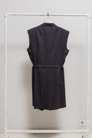 JUNYA WATANABE - SS22 Stripped sleeveless jacket with back slit and belt