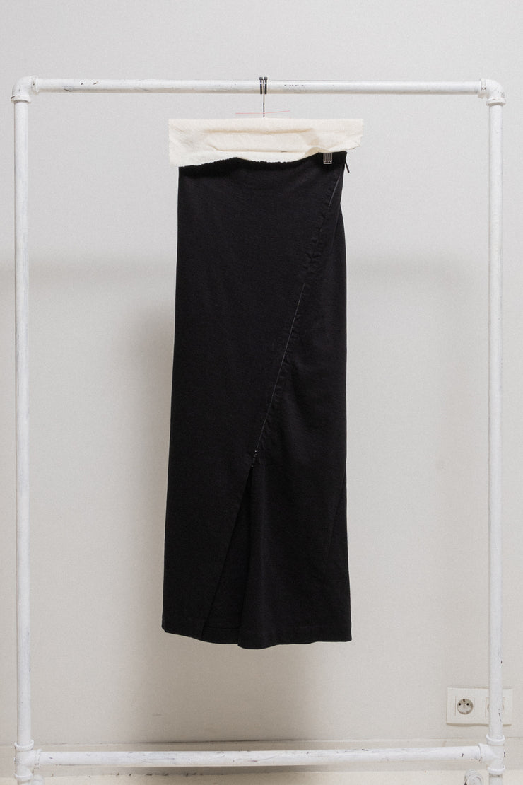 ANN DEMEULEMEESTER - FW12 Fleece wool blend high waisted skirt with bias zipper