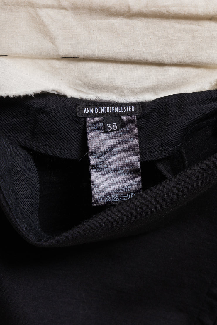 ANN DEMEULEMEESTER - FW12 Fleece wool blend high waisted skirt with bias zipper