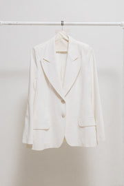 ANN DEMEULEMEESTER - SS96 White cotton blend blazer with signature lapels