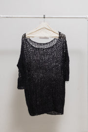 A.F VANDEVORST - Loose knitted mohair and merino wool sweater with midi sleeves