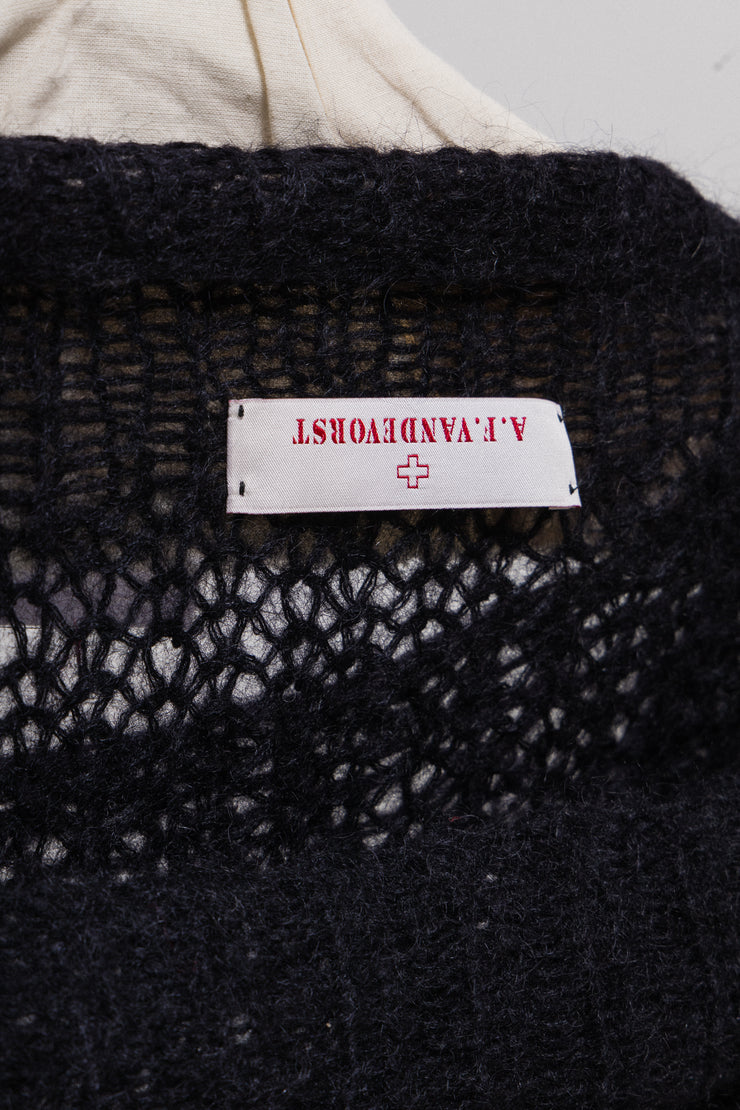 A.F VANDEVORST - Loose knitted mohair and merino wool sweater with midi sleeves