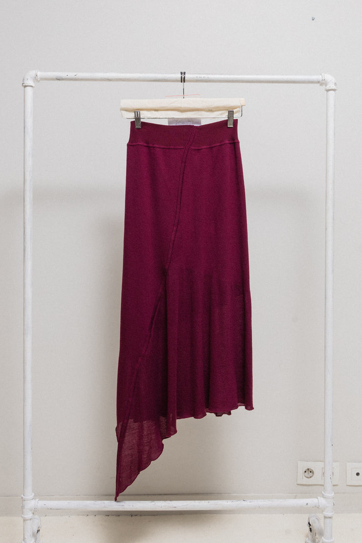 RICK OWENS x REVILLON - FW04 Cashmere blend knitted long asymmetric skirt with train