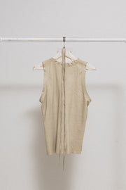 (New arrival) ANN DEMEULEMEESTER - Beige leather top with waist straps