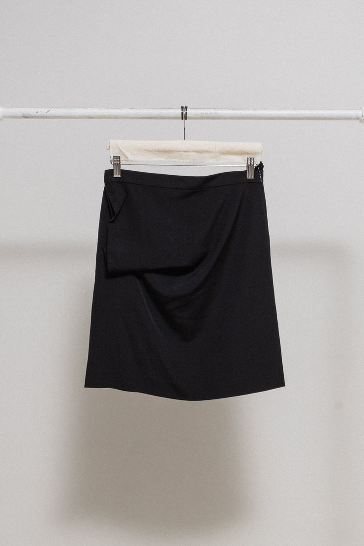 (New arrival) ANN DEMEULEMEESTER - FW98 Fleece wool folded mini skirt