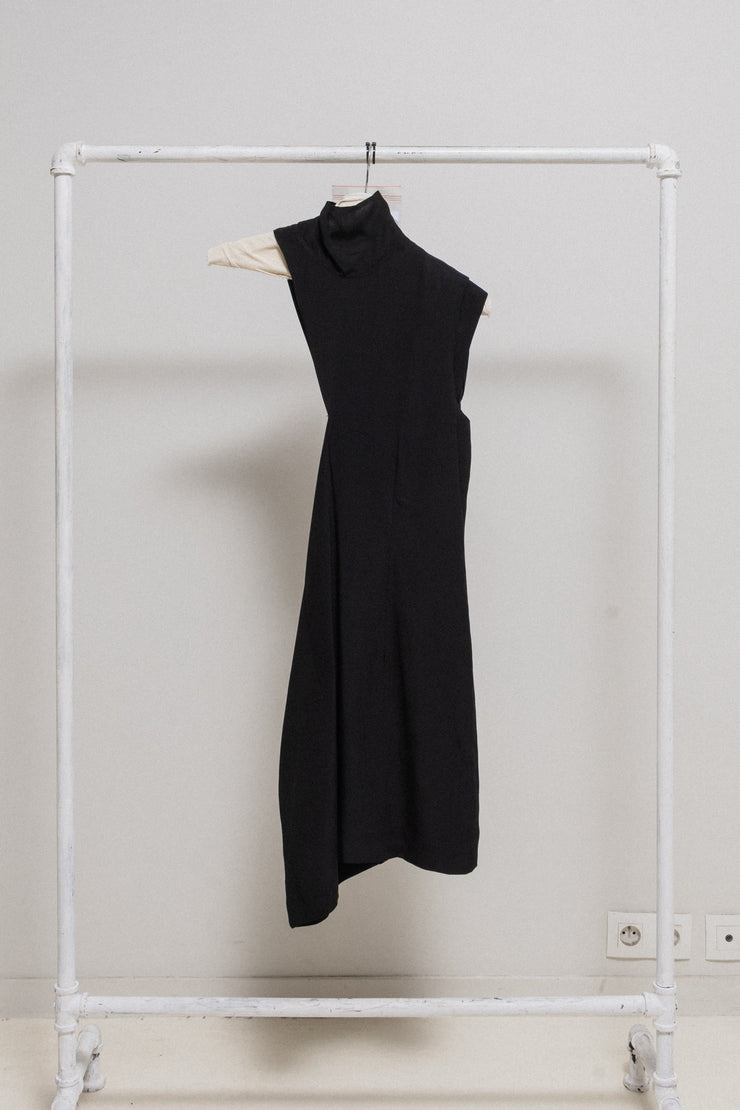 (New arrival) ANN DEMEULEMEESTER - FW96 Light dress with neck buttoning and side cutout