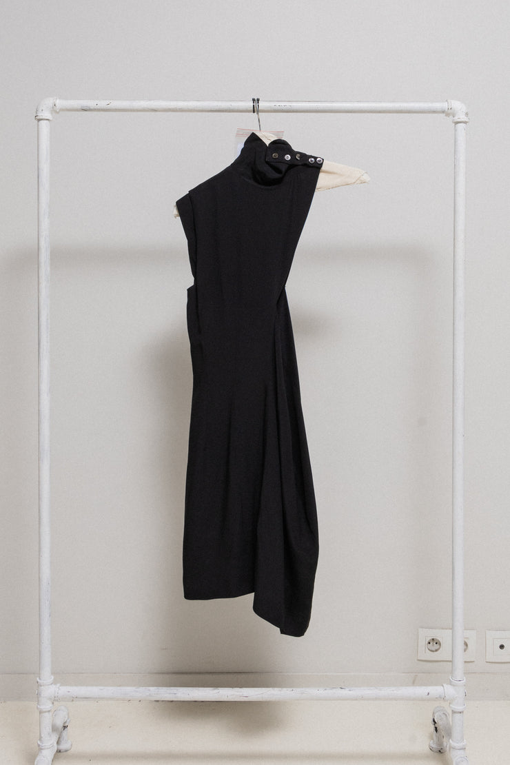 (New arrival) ANN DEMEULEMEESTER - FW96 Light dress with neck buttoning and side cutout