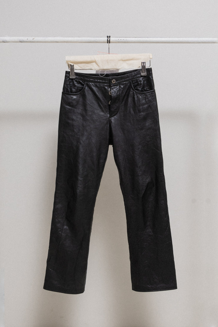 (New Arrival) CARPE DIEM - Leather pants with signature silver buttons