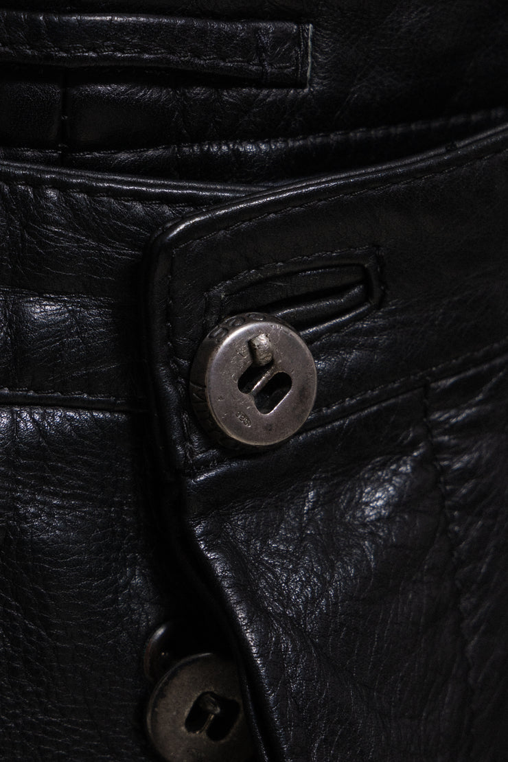 (New Arrival) CARPE DIEM - Leather pants with signature silver buttons