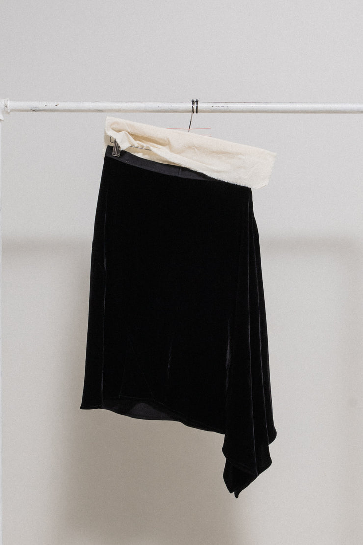 (New Arrival) RICK OWENS - FW11 "LIMO" Asymmetric velvet skirt with a side pocket