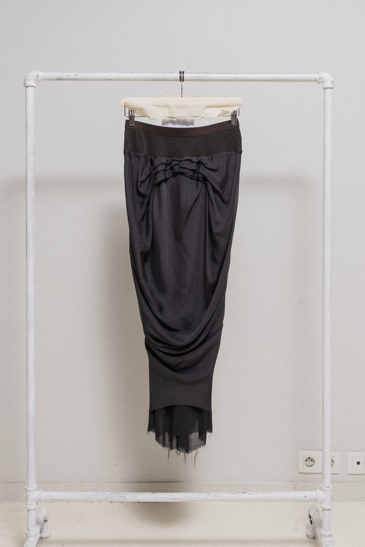 (New Arrival) RICK OWENS - SS06 "TUNGSTEN" Silk draped skirt with front pleats