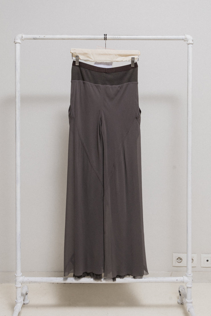 (New Arrival) RICK OWENS - SS07 "WISHBONE" Wide silk pants with bias seams and ribbed waist