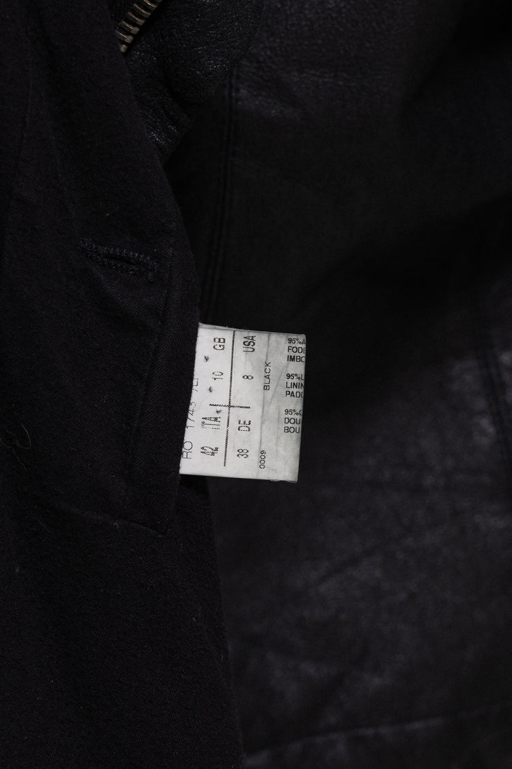 (New Arrival) RICK OWENS - FW06 "DUSTULATOR" Lamb leather high neck jacket with knitted inner arms