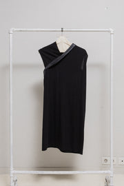 (New Arrival) RICK OWENS - FW14 "MOODY" Cotton dress with lamb leather details