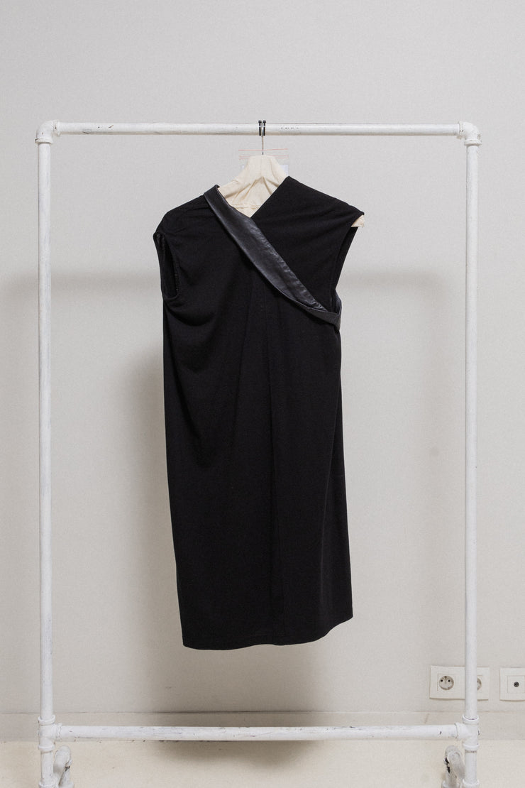 (New Arrival) RICK OWENS - FW14 "MOODY" Cotton dress with lamb leather details