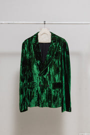 ANN DEMEULEMEESTER - FW17 Green velvet jacket with red iridescence (runway)