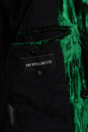 ANN DEMEULEMEESTER - FW17 Green velvet jacket with red iridescence (runway)