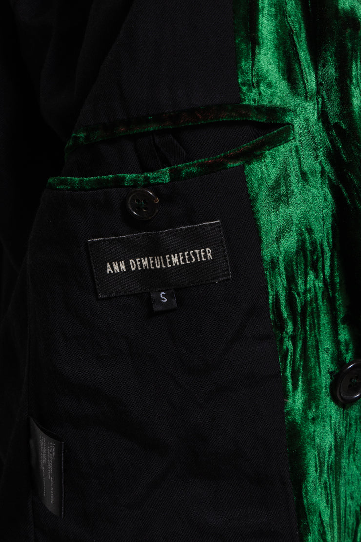 (New arrival) ANN DEMEULEMEESTER - FW17 Green velvet jacket with red iridescence (runway)