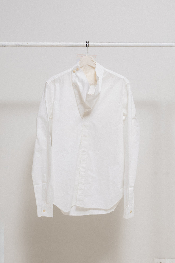 (New Arrival) RICK OWENS - SS13 "ISLAND" Milk cotton shirt with collar drape