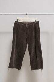 (New Arrival) RICK OWENS - FW03/FW05 Cotton corduroy wide pants with raw cut edges